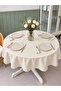 Aura Liquid-Proof Wrinkle-Free Ruffled Tablecloth Ecru