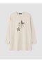 Peak New Season Beige Printed Oversized Women's Sweatshirt Tunic. - 5