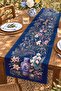 Navy Blue Leopard and Peacock Patterned Runner / Tablecloth / Placemat - 3