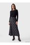 Black A-Line Skirt with Elastic Waist and Diamond Pattern