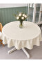 Aura Liquid-Proof Wrinkle-Free Ruffled Tablecloth Ecru - 2