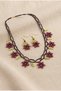 Handmade Sand Beaded Flower Motif Special Design Necklace and Earring Set - 2