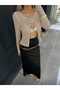 Openwork Knitted V-Neck Cardigan with Chest Stitching Detail, Fitted Cut, 100% Cotton Women's Knitwear Cardigan - 5