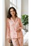 Women's Orange White Striped Bow-Heart Patterned Winter Pajama Set - 6