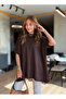Women's crew neck short batwing sleeve side slit oversized flowy mercerized blouse - 2