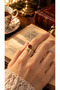 Agate Natural Stone Elif Symbol Adjustable Vintage Women's Copper Ring