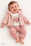 Baby Girl 3-Piece Set Teddy Bear Heart Detailed Hooded Cardigan Long Sleeve Top and Bottom Set - 2
