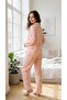 Women's Orange White Striped Bow-Heart Patterned Winter Pajama Set - 8