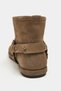 Cordi Rome Beige Suede Leather Belt Detail Flat Sole Plush Lined Women's Ankle Boots - 8