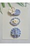Blue Color Baby Gift Hairless or Low Hair Newborn Baby Hairpin 3-Piece Baby Mevlüt Gift Handmade Knitted Organic Baby Hair Accessories - 3