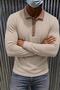 Sayz Men's Ribbed Polo Collar Long Sleeve T-Shirt - Contrast Collar Slim Fit Buttoned Sweatshirt
