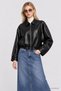 Honeycomb Patterned Faux Leather Jacket Laz0023 Black - 3