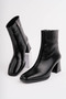 Nayi̇ss Women's Heeled Boots with Blunt Toe and Side Zipper _ Heeled Boot - 3