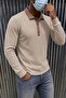 Sayz Men's Ribbed Polo Collar Long Sleeve T-Shirt - Contrast Collar Slim Fit Buttoned Sweatshirt - 2