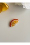 Handmade Orange Figured Amigurumi Baby Buckle Organic Cotton Hairless Baby Buckle 3 cm Supplementary Food Photo Shoot Concept Buckle - 2