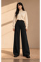 Women's Navy Blue High Waist Wide Leg Trousers