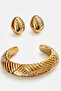 Gold Color Mica Bracelet and Earring Set - 5