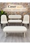 Puff bench set cover jacquard fabric 2 chairs 1 Bench 1 puff