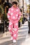 Unisex White Floral Printed Oversize Hoodie Tracksuit Set