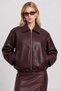 Honeycomb Patterned Faux Leather Jacket Laz0023 Mürdüm - 2