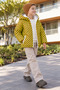 Gots Certified 100% Cotton Muslin Lined Striped Quilted Children's Coat - White Zippered Coat