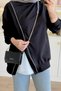 Women's 2 Thread Combed Cotton Zipper Detailed Asymmetrical Cut Hijab Tunic 371 Black - 3