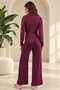 Women's Wide Leg High Waist Zippered Crop Tracksuit Set with Side Stripe Detail - 2