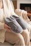 Women's Gray Plush Teddy Bear Figured House Slippers Silent Thick Sole