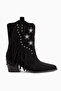 Valeria Black Suede Tasseled Star Detailed Western Women's Boots