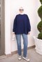 Navy Blue Crew Neck Oversize Basic Sweatshirt - 3