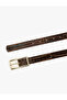 Crocodile Look Faux Leather Belt with Metal Buckle Detail - 3