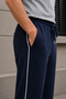 Men's 4-Piece Navy Blue-Smoked Gray-Black Side-Piped Baggy Sweatpants Comfortable Fit - 6