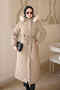 Mink Zippered Hooded Quilted Long Nova Coat