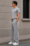 Men's 4-Piece Navy Blue-Smoked Gray-Black Side-Piped Baggy Sweatpants Comfortable Fit - 3