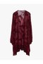 Comfortable Fit Tasseled Floral Motif Shawl Collar Transparent Tulle Poncho - 2