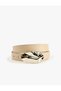 Oval Buckle Detailed Faux Leather Belt
