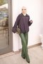 Brown Buttoned Lined Oversized Jacket - 3
