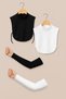 Plain Model Women's Hijab Neck Collar and Oversleeve Set 4 Pieces Black White