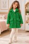 Girls' Plush Coat Winter Teddy Coat with Double Pockets Warm Quilted Lining for Ages 4-12