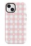 iPhone 15 Compatible - Pink Gingham, Double Layer Cover, Glossy Surface Protective Case