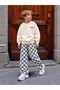 Girls' and Boys' 3-Thread Cotton Printed Sweatshirt Checked Pants Set 2-8 Years