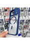 Apple iPhone 18 Pro Compatible Navy Blue Armor Chrome Magsafe Luxury Case - 2