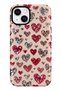 iPhone 15 Compatible - Romantic Hearts, Double Layer Cover, Glossy Surface Protective Case