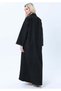 Black Denim Abaya with Pockets & Sheila - Tailored Collar Design - 5