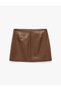 Faux Leather Mini Skirt Crocodile Look A-Line with Pockets - 2