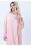 Pink Abaya with Ornate Silver Sequined Sleeve Embellishments - 3