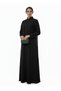 Geometric Panelled Design Black Abaya with Plain Chiffon Headscarf - 4
