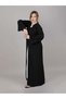 Black Korean Nida Abaya With Embellished Embroidery - 2