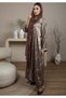 Front Open Double Shade Brown Silk Abaya - 3