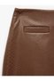 Faux Leather Mini Skirt Crocodile Look A-Line with Pockets - 3